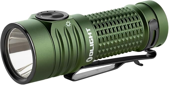 OLIGHT Baton Turbo EDC Rechargeable Handheld Flashlight, 1000 Lumens Compact LED and 510 Meters Long Throw Powerful Light, with Two-Way Clip and Landyard for Camping, Hiking and Home Use (OD Green)