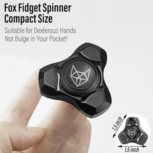 Load image into Gallery viewer, FREELOVE Metal Fidget Spinner, Stainless Steel Heavy, Long Spinning Toys, Cool Silent, Small Mini Fox Figette Spiner for Adults Men Anxiety, Quiet Bearing, Black
