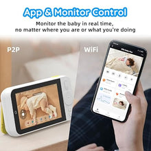 Load image into Gallery viewer, Ellie Video Baby Monitor, Full AI Function Monitor with Camera and Audio, Two Way Control for no WiFi or WiFi, Face Covered Alert, Sleep Analysis, Breathing Detection
