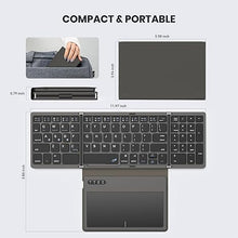 Load image into Gallery viewer, Foldable Bluetooth Keyboard, Portable Full Size Folding Keyboard with Large Touchpad, Numeric Keypad, PU Leather, Wireless Travel Keyboard for Windows iOS Android Mac(Grey)
