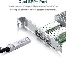 Load image into Gallery viewer, 10Gb Dual SFP+ NIC PCI-E Network Card with Broadcom BCM57810S Chip, PCI-E X 8, PCI Express LAN Adapter Card Support Windows Server/Windows/Linux/VMware
