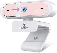 Load image into Gallery viewer, NexiGo N660P 1080P 60FPS Webcam with Software Control, Dual Microphone &amp; Cover, Autofocus, HD USB Computer Web Camera, for OBS/Zoom/Skype/FaceTime/Teams/Twitch, Pink
