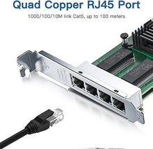 Load image into Gallery viewer, Gigabit 4 Port NIC with Intel I350 Chip, 1Gb Network Card Compare to Intel I350-T4 NIC, Quad RJ45 Ports, PCI Express 2.1 X4, Ethernet Card with Low Profile for Windows/Windows Server/Linux
