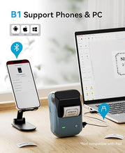 Load image into Gallery viewer, NIIMBOT B1 Label Maker, Bluetooth Portable Label Printer with Auto Identification, Easy to Use for Office, Home, Business, Sticker Printer with 2 x 1.18 inch Label/Roll (Blue)
