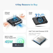 Load image into Gallery viewer, TRIGKEY Mini PC, Intel Twin Lake N150 (4C/4T, UP to 3.6GHz), Key N150 Mini Computer 16GB DDR4 RAM 500GB SSD, Desktop Computer PC Dual HDMI Display/Dual LAN/WiFi5/BT5 for Office/Business
