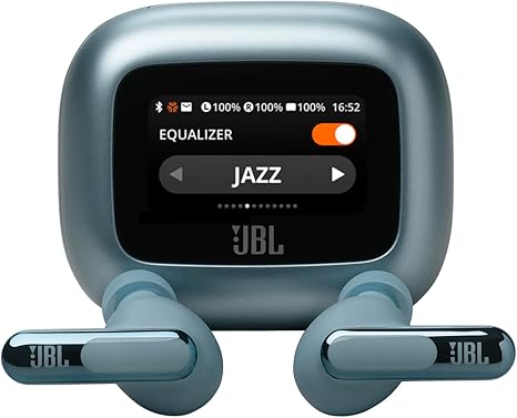 JBL Live Beam 3 - True Wireless Noise-Cancelling Closed-Stick Earbuds, 48Hrs Total Playback, Wireless Charging, 6 Mics for Perfect Calls, Multi-Point Connection, IP55 Waterproof and dustproof (Blue)