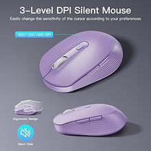 Load image into Gallery viewer, Wireless Keyboard and Mouse Combo, Soueto 2.4G Full-Sized Computer Keyboard with Phone Tablet Holder, 22 Multimedia Shortcuts, Numeric Keypad, 6 Button Silent Mouse for Windows, Mac (Purple)
