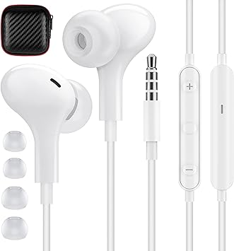 APETOO 3.5mm Headphones Magnetic in-Ear Earphones Wired Earbuds with Microphone Volume Control HiFi Stereo Noise Canceling for iPhone, Samsung, Computer, Laptop, MP3/MP4, Android, Kids, School Student