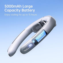 Load image into Gallery viewer, JISULIFE Portable Neck Fan, Upgraded 100 Speeds Personal Bladeless Fan, Wearable Fan with Neck Brace, LED Display, 5000mAh Rechargeable Battery Operated, Fashionable Gifts for Women Men-Grey
