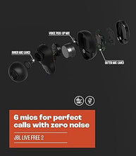 Load image into Gallery viewer, JBL Live Free 2 - True Wireless Noise Cancelling Earbuds, Up to 35hrs of Playtime, 6 mics for Perfect Calls with Zero Noise, IPX5 Waterproof, Oval Tubes for Better Comfort, Isolation, &amp; bass (Black)
