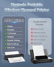 Load image into Gallery viewer, Phomemo M834 Ultra Portable Printer Wireless for Travel, Bluetooth Thermal Printer 8.5&quot; x 11&quot;&amp;A4, Compatible with iOS,Android &amp; PC,Inkless Mobile Printer for Travel,Office,School,Home,Black
