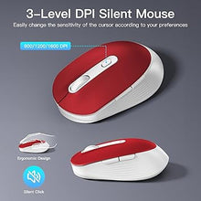 Load image into Gallery viewer, Wireless Keyboard and Mouse Combo, Soueto 2.4G Full-Sized Computer Keyboard with Phone Tablet Holder, 22 Multimedia Shortcuts, Numeric Keypad, 6 Button Silent Mouse for Windows, Mac (Red)
