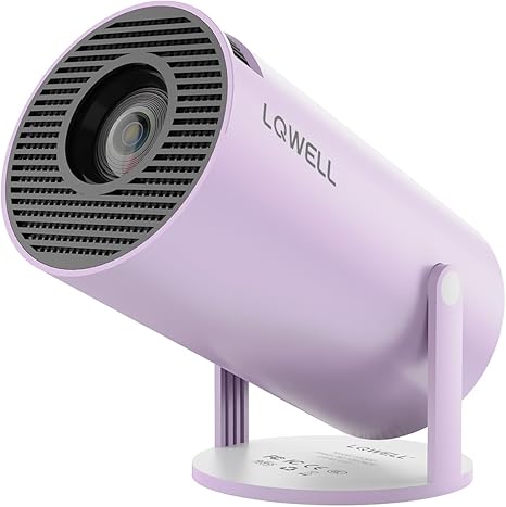 LQWELL® Projector, Mini Projector, Supports 5G Wifi & BT5.0, Automatic Keystone, 220 Degree Angle, 130 Inch Display for Phone/PC/Lap/Xbox/Stick, 4K Home Cinema Projector, Purple (No Android OS)