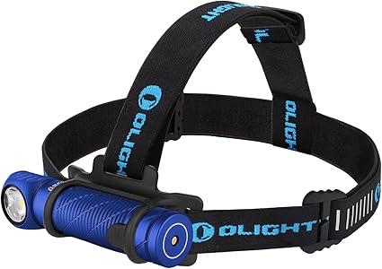 OLIGHT Perun 2 Rechargeable Headlamp 2500 Lumens, Multi-Functional Right Angle MCC Waterproof Flashlight with Headband, Perfect for Night Camping, Hiking, Hunting(Blue)