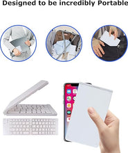 Load image into Gallery viewer, Wireless Keyboard Foldable Bluetooth Keyboard Slim Small Quiet Portable Compact Handheld Full Size Pocket Travel Folding Keyboard for PC Laptop Computer Phone Samsung Tablet iPhone iPad Mac White
