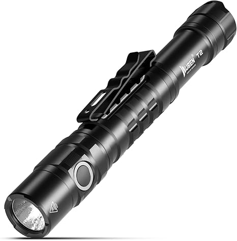 WUBEN T2 Pen Flashlight, 550 Lumens AA Flashlight, EDC Tactical Flashlight, 2AA Battery Powered, with Memory Function, 5 Lighting Modes, IP68 Waterproof, for Camping, Work, Repair, Emergency