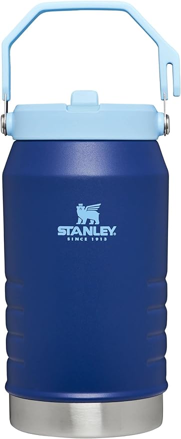 Stanley IceFlow Stainless Steel Water Jug with Straw, Vacuum Insulated Water Bottle for Home and Office, Reusable Tumbler with Straw Leak Resistant Flip, Lapis, 64OZ