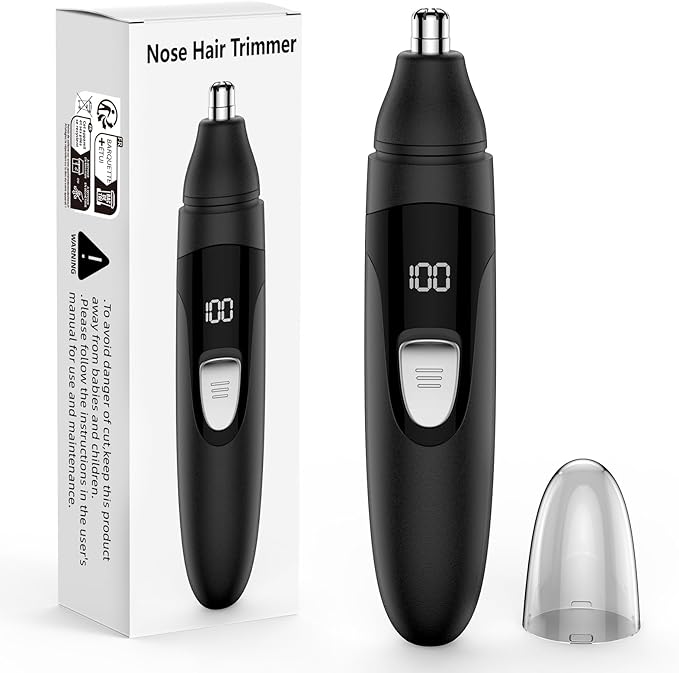 Nose Hair Trimmer,Painless Ear&Eyebrow Trimmer for Men with Dual Edge Blades,Rechargeable,Light Indicator Easy Washing (Black)