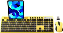 Load image into Gallery viewer, Wireless Keyboard and Mouse Combo, MARVO 2.4G Ergonomic Wireless Computer Keyboard with Phone Tablet Holder, Silent Mouse with 6 Button, Compatible with MacBook, Windows (Yellow)
