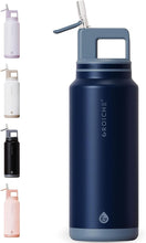 Load image into Gallery viewer, GROSCHE Alpine Flip n' Sip 40 oz Insulated Water Bottle - Stainless Steel, Leakproof Flask with Straw - Perfect for Gym, Travel &amp; Outdoor Use - Keeps Water Cold up to 60 hrs - Mountain Blue
