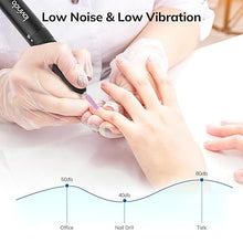 Load image into Gallery viewer, Lavinda 35000RPM Electric Nail Drill, Professional Cordless Nail Drill Machine Portable Rechargeable Nail Efile for Acrylic Gel Nails, Manicure Pedicure Polishing Shape Tools for Salon Home Use-Black
