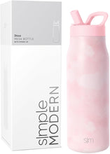 Load image into Gallery viewer, Simple Modern Water Bottle with Straw lid | Insulated Stainless Steel Thermos | Reusable Travel Water Bottles for Gym &amp; Sports | Leak Proof &amp; BPA Free | Mesa Collection | 34oz, Blush Tie Dye
