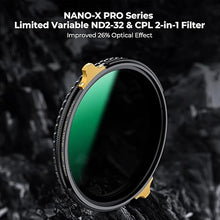 Load image into Gallery viewer, K&amp;F Concept 82mm Variable ND2-32 ND Lens Filter &amp; Circular Polarizing Filter 2-in-1 for Camera Lens, Waterproof Scratch Resistant 36 Multi-Coated Lens Filter (Nano-X PRO Series)

