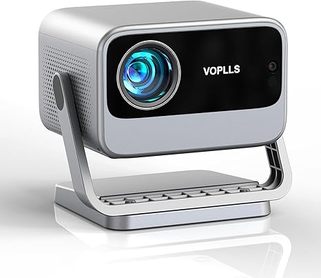 [Netflix Officially & AI Auto Focus] VOPLLS 4K Projector with WiFi and Bluetooth, 3D DoIby Audio & Auto Keystone Video Projector, 600 ANSI Outdoor Movie Projector, 50% Zoom, MAX 300''Display(Grey)