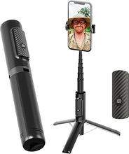 Load image into Gallery viewer, Selfie Stick Tripod with Remote?Aluminum Alloy Phone Tripod, Bluetooth Remote and 270°Rotation Stand Compatible with iPhone and Android Phone

