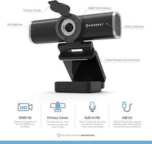 Load image into Gallery viewer, Amcrest 1080P Webcam with Microphone for Desktop, Web Cam Computer Camera, Streaming HD USB Web Camera for Laptop &amp; PC with Privacy Cover, Wide Angle Lens, Superior Low Light (AWC195-B)
