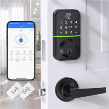 Load image into Gallery viewer, Keypad Door Lock with Handle Set: Fingerprint Deadbolt Smart Lock with 2 Levers - APP Controlled Keyless Entry Door Lock - Waterproof Smart Locks for Front Door - Electronic Door Lock with Code
