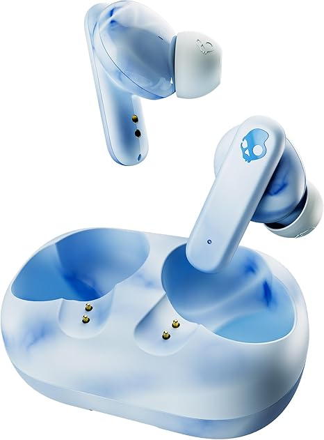 Skullcandy EcoBuds in-Ear Wireless Earbuds, 8 Hr Battery, Battery-Free Charging Case, Microphone, Works with iPhone Android and Bluetooth Devices - Glacier