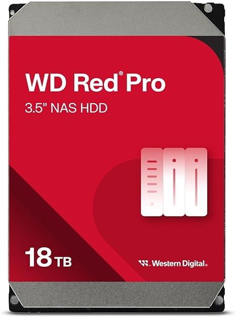 Western Digital 18TB WD Red Pro NAS Internal Hard Drive HDD - 7200 RPM, SATA 6 Gb/s, CMR, 512 MB Cache, 3.5