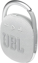 Load image into Gallery viewer, JBL Clip 4 Portable Bluetooth Speaker - White, IP67 Waterproof, Dustproof, 10 Hours Playtime, Integrated Carabiner, Ultra-Portable Design, Bold Style, Rich Pro Sound, Includes Pouch
