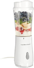 Load image into Gallery viewer, Hamilton Beach Portable Blender for Shakes and Smoothies with 14 Oz BPA Free Travel Cup and Lid, Durable Stainless Steel Blades for Powerful Blending Performance, White ( 51101V)
