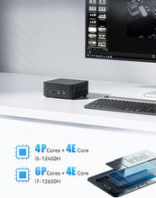 Load image into Gallery viewer, GD70 Mini PC 12th Gen Core i7-12650H(10C/16T) Mini Computer 32GB RAM+1TB SSD, Expandable HDD Slot, HDMI/DP/USB-C 4K@60Hz Outputs, WiFi 6E/BT5.2/2.5G LAN, 4xUSB Port Intel UHD Graphics Desktop Computer
