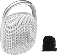 Load image into Gallery viewer, JBL Clip 4 Portable Bluetooth Speaker - White, IP67 Waterproof, Dustproof, 10 Hours Playtime, Integrated Carabiner, Ultra-Portable Design, Bold Style, Rich Pro Sound, Includes Pouch
