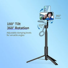 Load image into Gallery viewer, Vimitty for MagSafe Tripod for iPhone 64 Selfie Stick Tripod Phone with Metal Ring and Remote, Phone Tripod for Video Recording, Cell Phone Tripod Mount Stand for Cellphone
