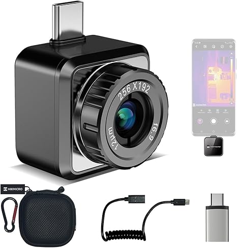 HIKMICRO Mini2Plus Thermal Camera USB C, 256 x 192 IR Resolution, Thermal Imaging Camera Android 25Hz Refresh Rate, Manual Focus, Thermal Imager 49,152 Pixels, -4°F to 622°F(not for iPhone 15)