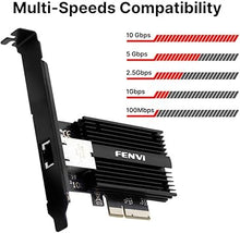 Load image into Gallery viewer, Fenvi 10GB PCIe Network Card with Single RJ45 Port NIC LAN Card Marvell AQtion AQC113C 10G Base-T Ethernet PCI-E Network Adapter Controller for Windows10/11/Linux and Windows Server 2012 Above
