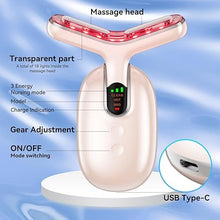 Load image into Gallery viewer, Neck Face Massager Device, Multifunctional Facial Massager for Skin Care and Double Chin with Vibration, Thermal, Electric(Pink silver)
