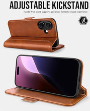 Load image into Gallery viewer, OCASE Compatible with iPhone 16 Wallet Case, PU Leather Flip Folio Case with Card Holders RFID Blocking Kickstand [Shockproof TPU Inner Shell] Phone Cover 6.1 Inch 2024, Retro Brown
