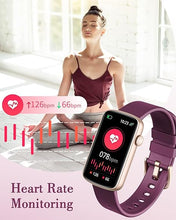 Load image into Gallery viewer, Smart Watches for Women Compatible with iPhone Android Phones, LYNN2 Women&#39;s Watch Fitness Tracker Watch Reloj para Mujer with Heart Rate Monitor Pedometer Sleep Tracker Waterproof Purple
