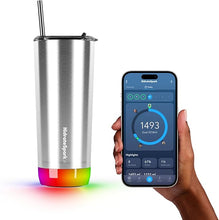 Load image into Gallery viewer, Hidrate Spark PRO Smart Tumbler with Lid &amp; Straw – Insulated Stainless Steel – Tracks Water Intake with Bluetooth, LED Glow Reminder When You Need to Drink – 20oz, Brushed
