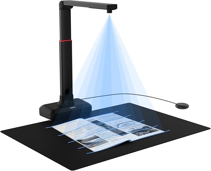 VIISAN Document Scanner - USB Document Camera with Max Capture Size A2, 130 Languages OCR, Auto-Flatten & Deskew Tech, Fingerprint Removal Tech, Fast Scan 1.5s/Page, 26MP Book Scanner for Mac/Windows