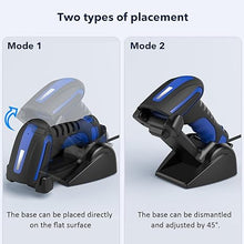 Load image into Gallery viewer, Symcode Plus Industrial Bluetooth 2D Barcode Scanner with Charging Base,433Mhz 2625ft Transmission Distance Wireless &amp;Bluetooth 2 in 1 1D 2D QR Barcode Scanner with Drop Resistant Dustproof
