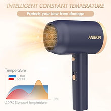 Load image into Gallery viewer, ANIEKIN Hair Dryer, 1875W Ionic Blow Dryer with Diffuser and Concentrator for Women Curly Hair Fast Drying as Constant Temperature, Portable Hair Dryer for Travel, Blue
