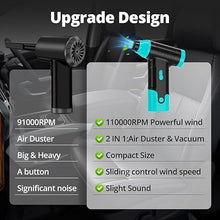 Load image into Gallery viewer, Compressed Air Duster Keyboard Cleaner - Electric Duster Canned Air Blower Keyboard Cleaning Kit Canned Air Duster 110000RPM Cleaner Mini Blower Spray Dust Off Car Vacuum Pc Cleaning kit (Green)
