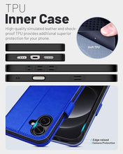 Load image into Gallery viewer, OCASE Compatible with iPhone 16 Wallet Case, PU Leather Flip Folio Case with Card Holders RFID Blocking Kickstand [Shockproof TPU Inner Shell] Phone Cover 6.1 Inch 2024, Sapphire Blue
