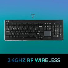 Load image into Gallery viewer, Adesso WKB-4400UB Wireless Desktop Touchpad Keyboard - 2.4GHz RF Wireless Technology, 104-Key Layout, Built-in Trackpad, Multimedia and Internet Hotkeys
